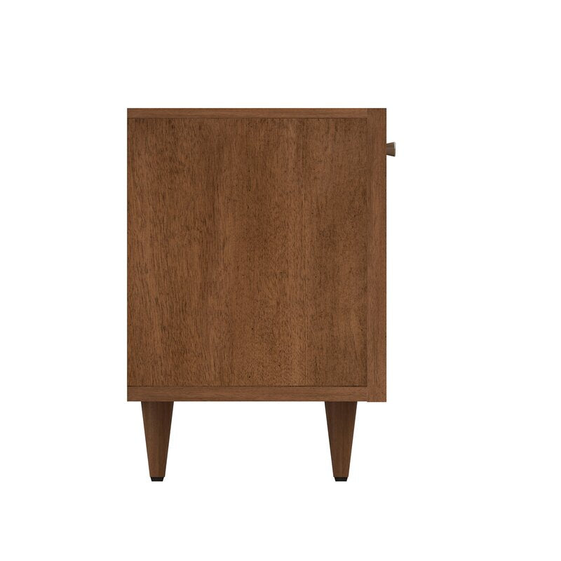 Detailed close-up of Raven TV Stand’s textured wood veneer