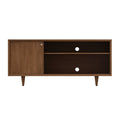 Straight-on image of Raven TV Stand emphasizing minimalist design and modern mixed-material finish