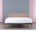 Baracara solid wood bed with vertical slatted headboard and minimalist frame in natural finish