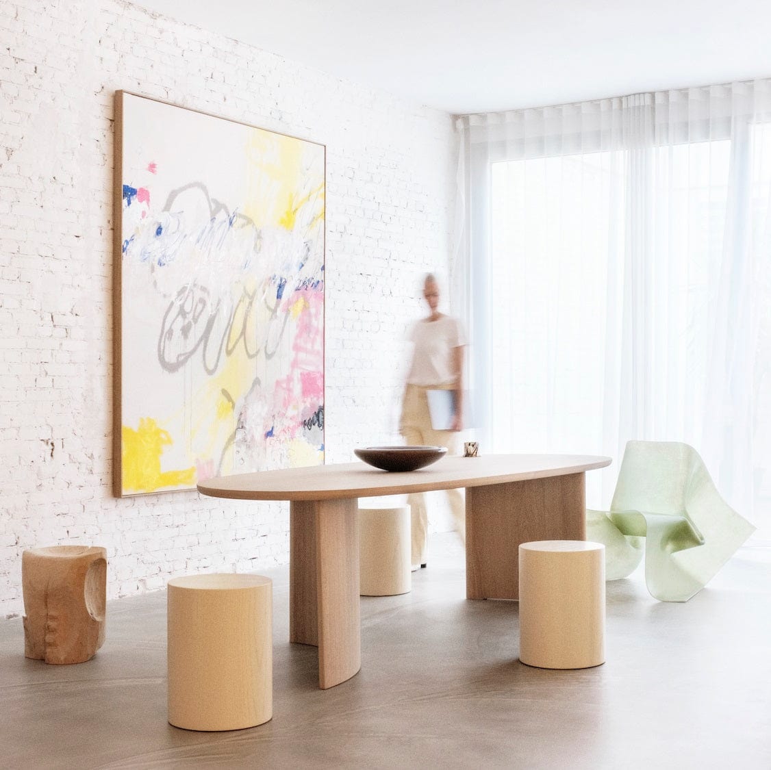 Dew Oak Dining Table styled in a modern dining room in UAE