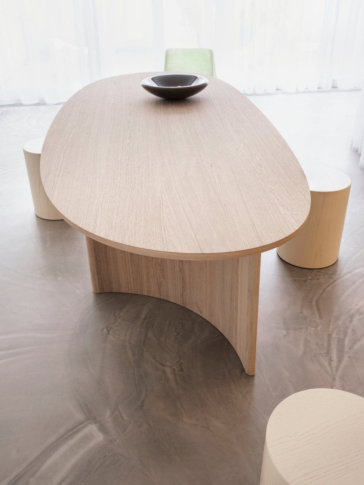 Top View Dew Oak Dining Table styled in a modern dining room in UAE